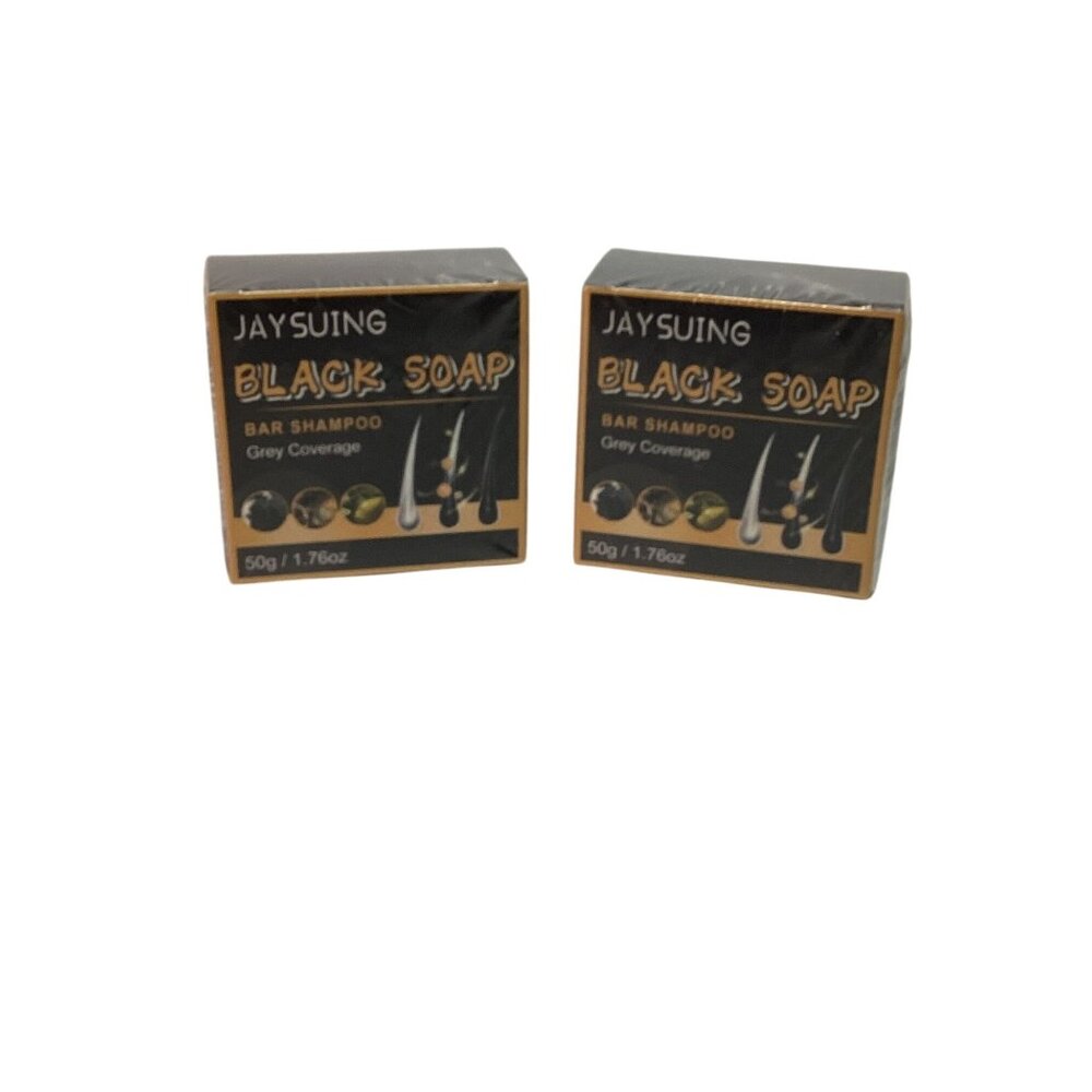 2 Bars JAYSUING Black Soap Bar Shampoo Grey Covering 50g / 1.76oz New Sealed